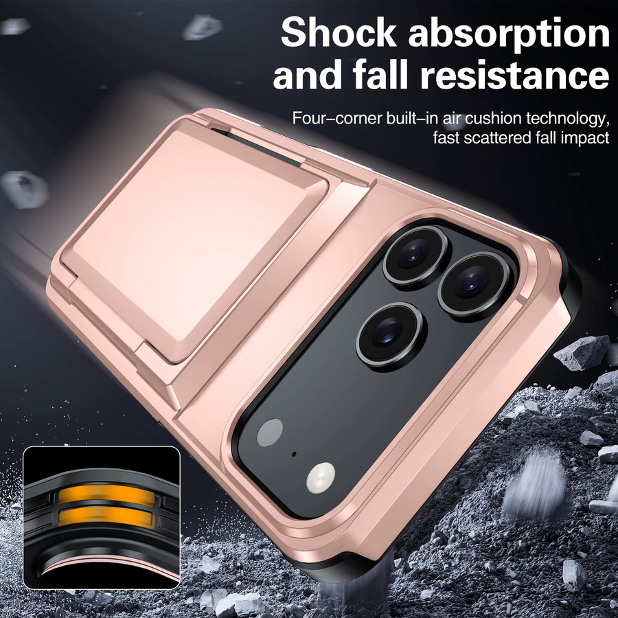 LLCOHA Kartenhalter in Gold mit Schiebeschlitz aus robustem PC für iPhone 17 Pro Max 16 Plus 15 14 13 12 11 Schutzhülle - Bild 5