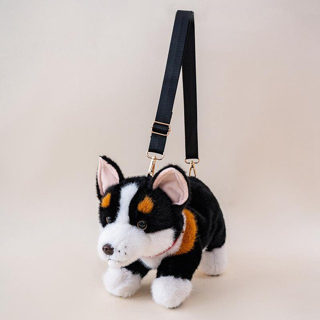 Yiran toy Kawaii Husky Hund Plüschtier, Braun Schwarz, 35cm - Bild 1