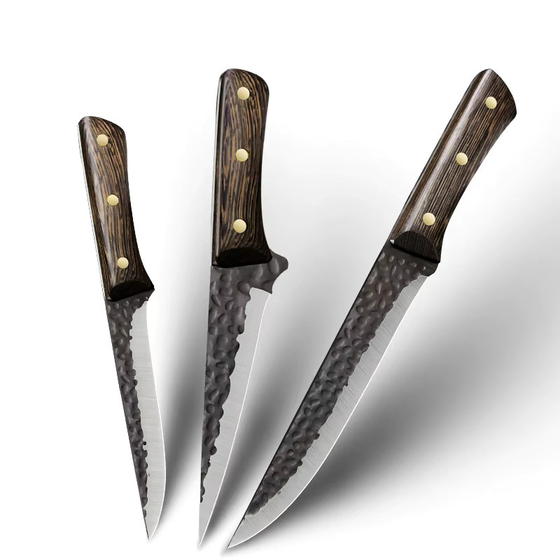 MYVIT 3-teiliges Messer-Set aus Edelstahl mit Fleischbeil, Ausbeinmesser und Metzgermesser inklusive Lederscheide - Bild 2