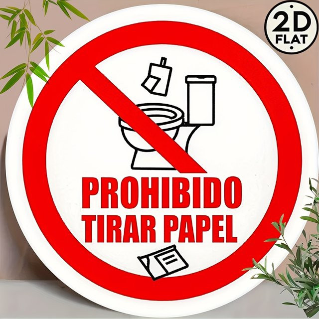 Vintage Metall-Wandschild CIFBUY Papier in die Toilette werfen verboten, runde Badezimmer-Dekoration in Rot und Schwarz - Bild 1