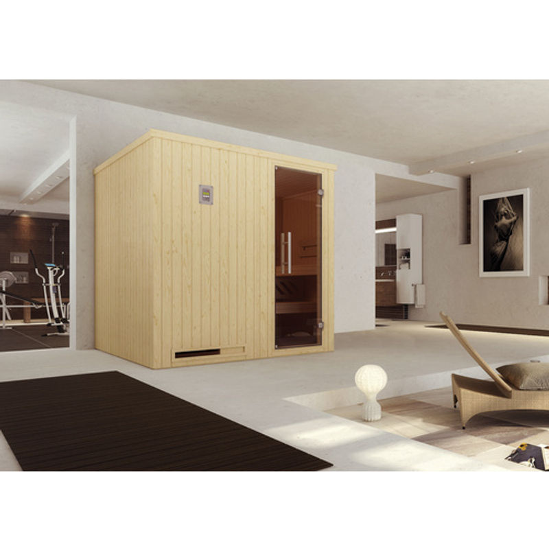 WEKA Elementsauna Halmstad 2 aus Fichtenholz mit Glastür in Beige, B/H/T: 194 x 199 x 177 cm - Bild 2