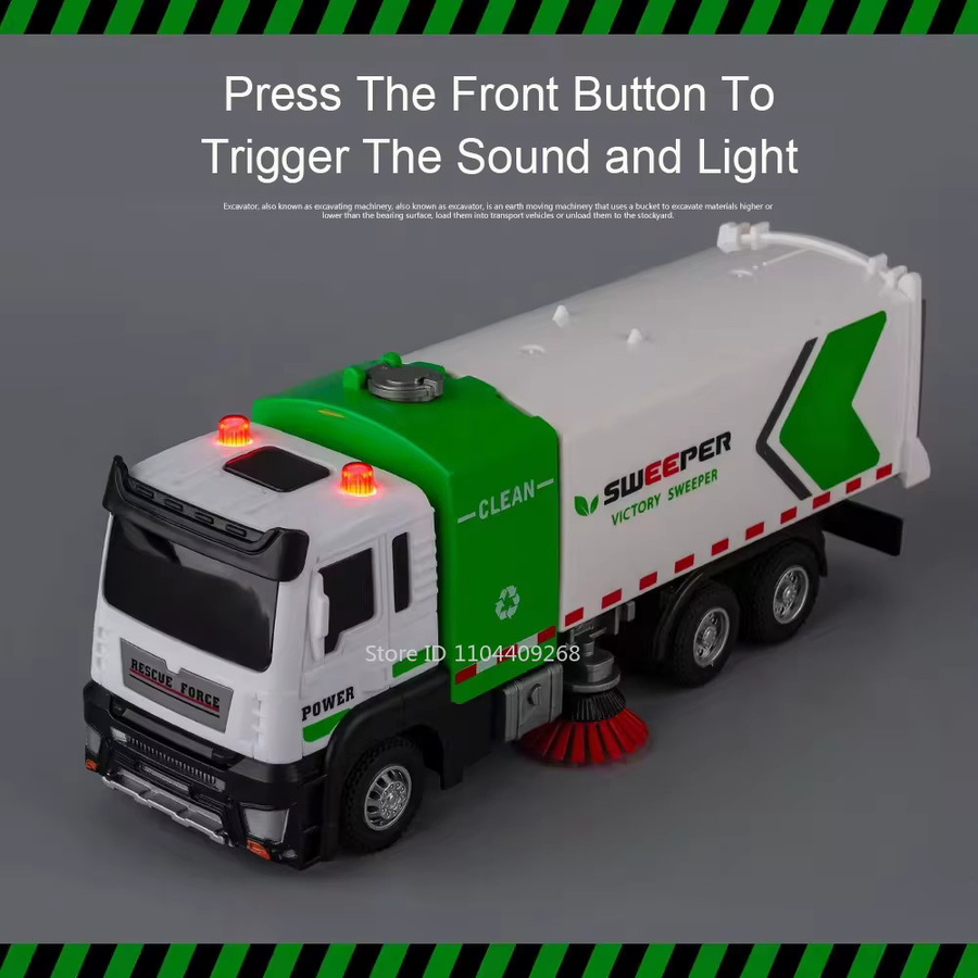 MAKEDA City Sweeper Muck Transport Truck, Spielzeugauto, Maßstab 1:32, Metall, mit Licht und Sound - Bild 3