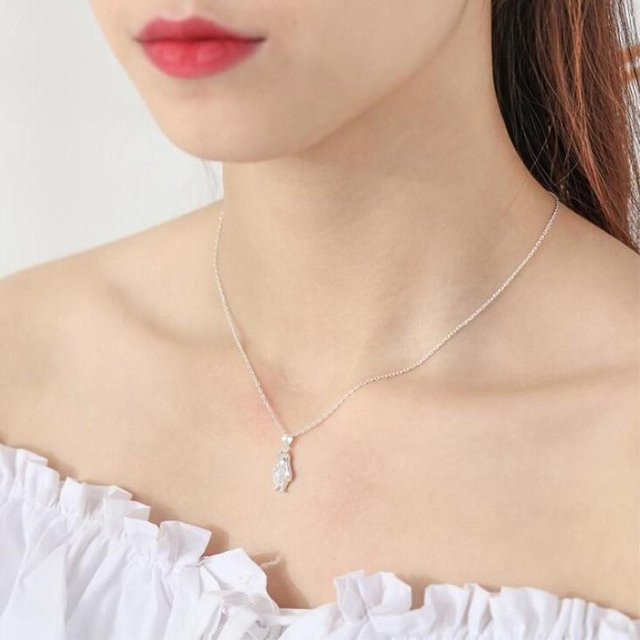 YIRAN Jewelry Halskette, 925 Sterling Silber, Pinguin, Kristall, Delphin, Unisex - Bild 1