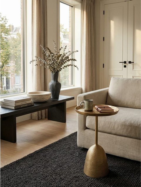 Beistelltisch KADIMA DESIGN aus Aluminium in Gold matt, Rund, B/T/H: 33 x 33 x 53 cm - Bild 1