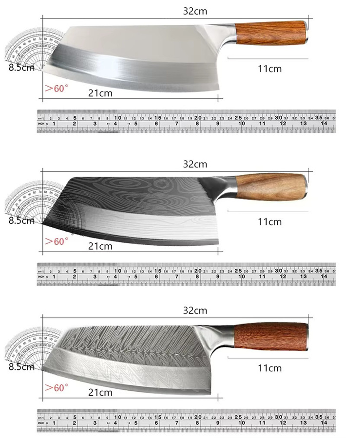 WXCOO Mehrzweck-Kochmesser aus Edelstahl in Silber mit Holzgriff als Fleischbeil und Ausbeinmesser - Bild 6