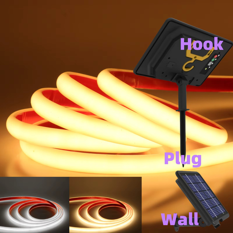 GAHADA COB Neon Solar LED-Streifen IP68 24V mit 320 LEDs, selbstklebend, für den Garten, erhältlich in Gelb, Rot, Grün und Multicolour - Bild 5