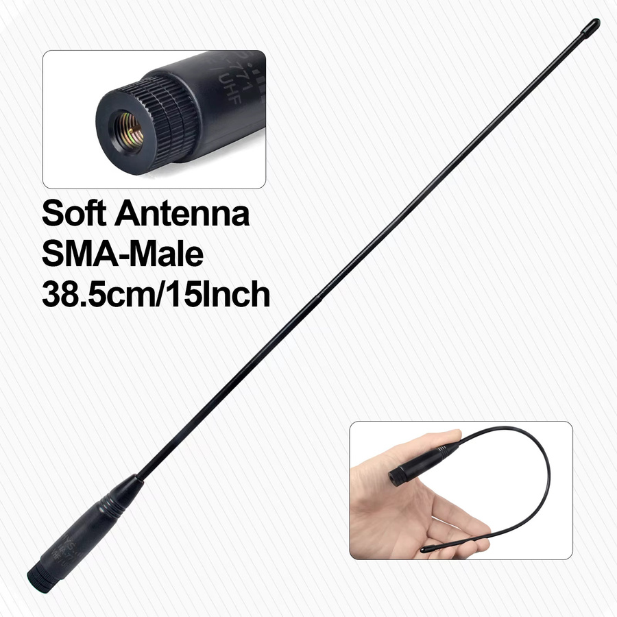 Hys SMA-männlich VHF/UHF 144/430MHz Dual Band Peitschenantenne flexible Antenne in Schwarz für Yaesu VX-1R VX-2R und Baofeng BF-UV3R Walkie Talkie - Bild 4