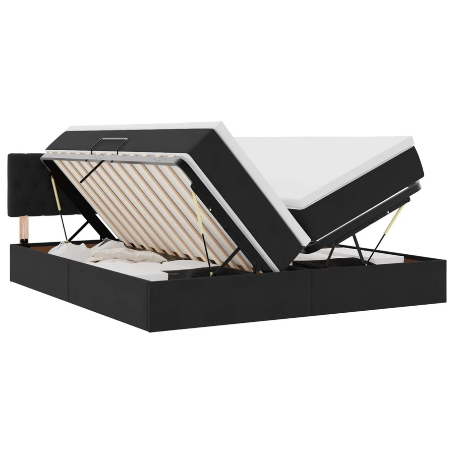 vidaXL Bett mit LED-Lichtleisten und USB-Ladeport aus Samt in Schwarz B/T/H: 180 x 200 x 103 cm - Bild 2
