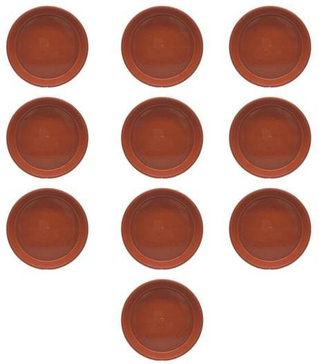 Family & Garden 10er Set Kunststoff Blumentopf Untertassen in Rot, B/T/H: 11,5 x 11,5 x 1,6 cm - Bild 1