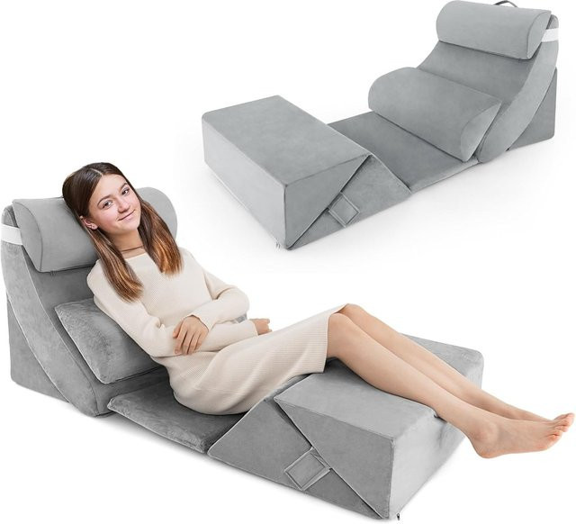 7-teiliges Orthopädisches Keilkissen-Set von GOFLAME in Grau mit höhenverstellbarer Stützkissen-Funktion und waschbarem Bezug - Bild 1