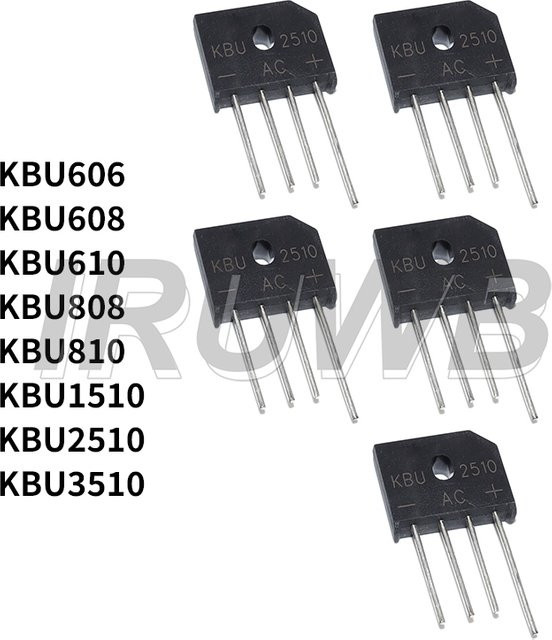 5er Set Flache Gleichrichter Brücke Diode KBU Serie in Schwarz - Bild 1