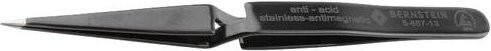 BERNSTEIN ESD Pinzette 31 Flach und Gebogen aus Edelstahl in Schwarz, Länge: 125 mm - Bild 1
