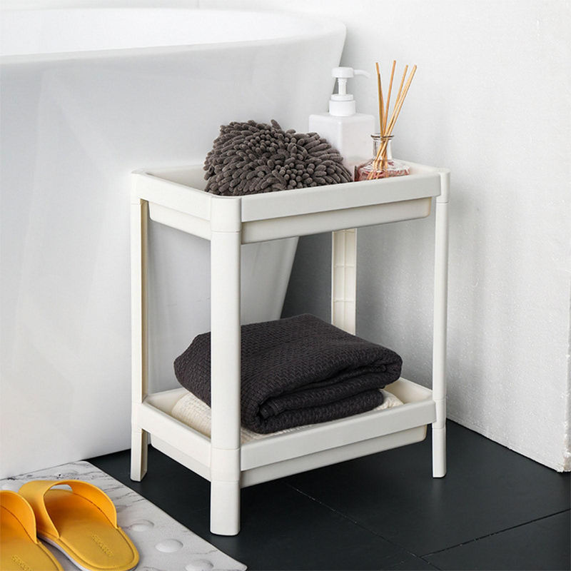 TOMTOP JMS Multifunktionales 2-stöckiges Badezimmer-Bodenregal aus Kunststoff mit Ablaufloch, platzsparend und stabil - Bild 4
