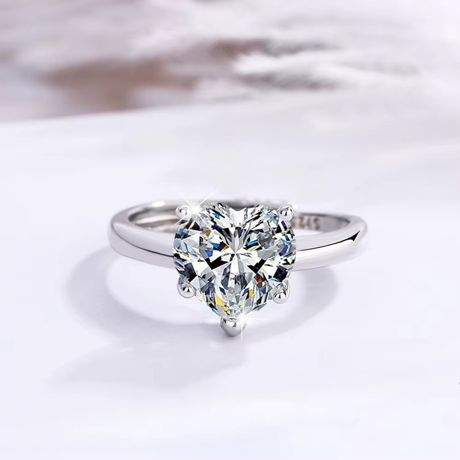 SAY Verlobungsring 925 Silber, Moissanit-Herz, Damen - Bild 2