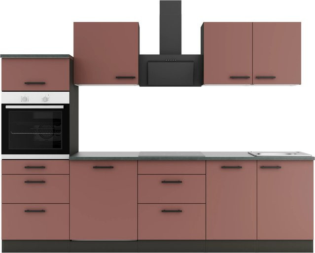 Küchenzeile OPTIFIT Nizza407 in Rostrot, Breite: 270 cm - Bild 1