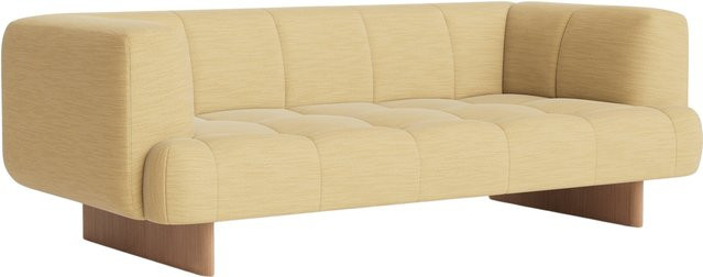 HAY Quilton Lift 2 Sitzer Sofa in Beige mit gestepptem Stoff und Armlehnen, B/T/H: 214 x 109 x 72 cm - Bild 1