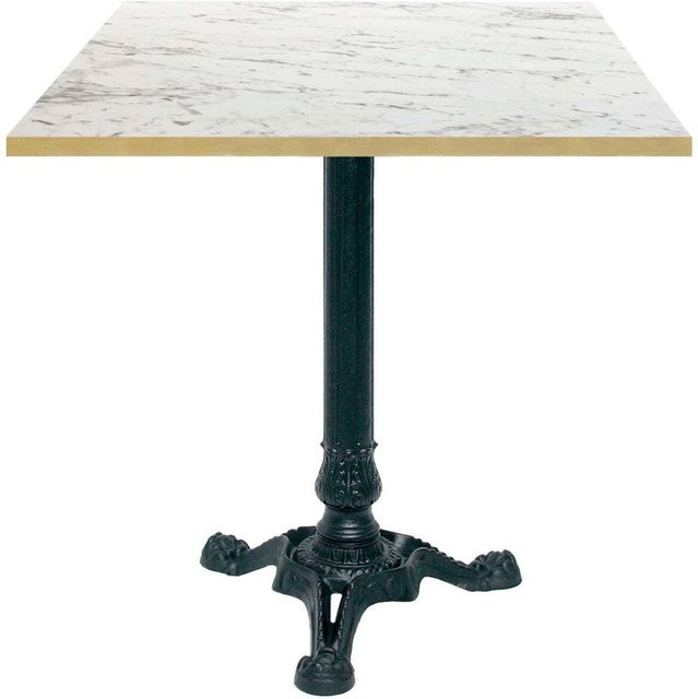 RestooTab Bistrotisch quadratisch in Weiß Marmoriert mit Messingkanten und schwarzem Gestell, B/T/H: 70 x 70 x 75 cm - Bild 1