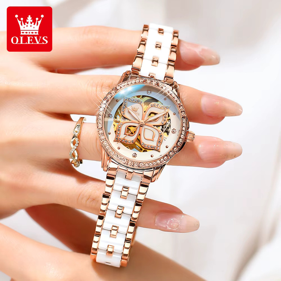 OLEVS Armbanduhr Automatik, Edelstahl, Keramik, Diamant, Damen - Bild 2