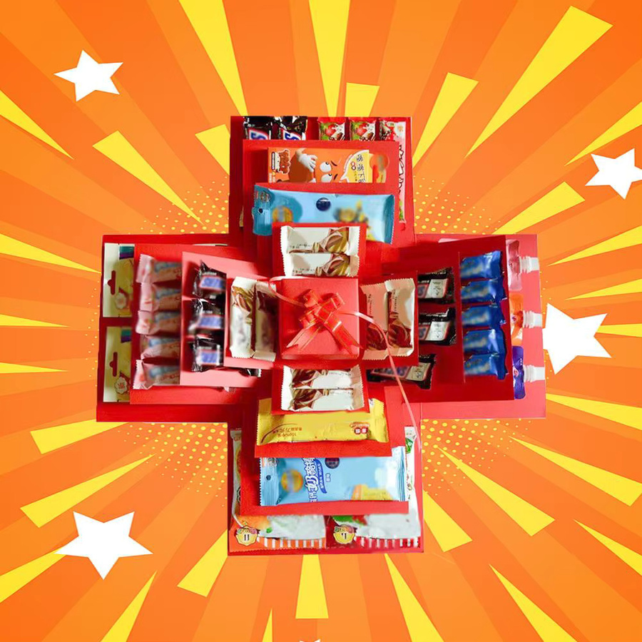 5-lagige DIY Explosions-Geschenkbox zum Selbermachen aus Papier in Grün für Geburtstag und Weihnachten - Bild 2