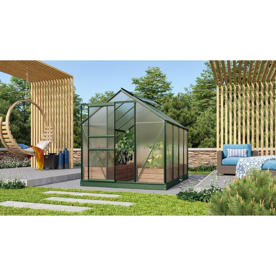 Vitavia Gewächshaus Venus 5000 Smaragd mit Fundament und Regenrinnen aus Aluminium und Polycarbonat, 5 m² - Bild 2