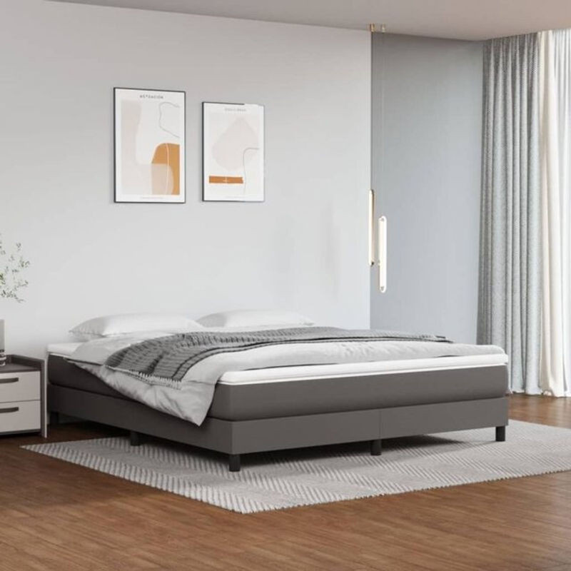 Vidaxl Boxspringbett mit Matratze in Grau aus Kunstleder B/T/H: 180 x 200 cm - Bild 1