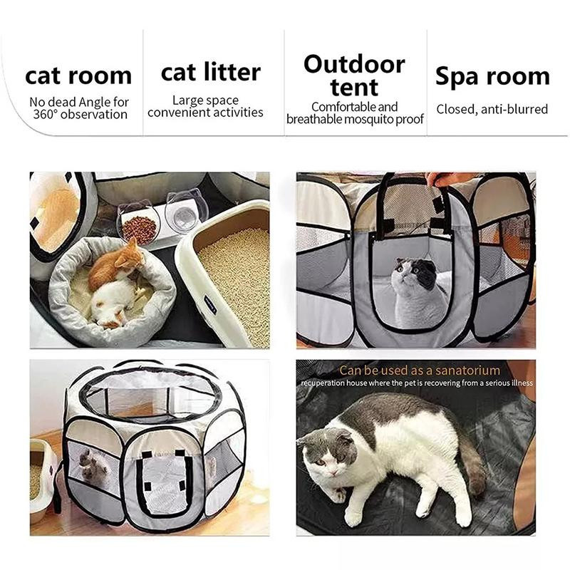 Tragbares und faltbares Katzenzelt aus Oxford-Stoff und Nylon, achteckiger Haustierunterschlupf für Katzen und Hunde, ideal als Reiseunterkunft oder Katzenhaus - Bild 4