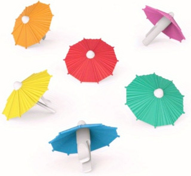 Set aus kreativen Regenschirm-Glasmarkern aus Silikon in Multicolour zur Kennzeichnung von Weingläsern und Tassen - Bild 1