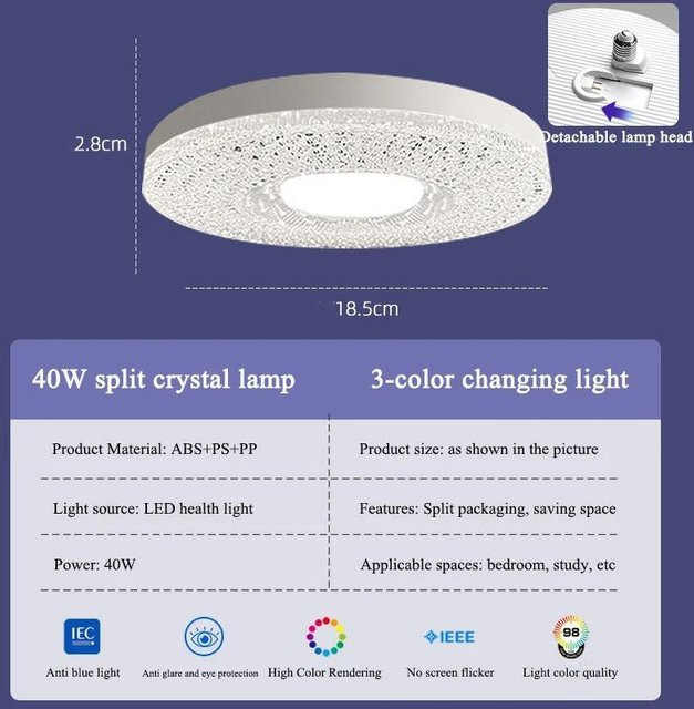 YJMP Super Lighting LED-Kronleuchter mit E27-Fassung, 40W, Weiß, ideal für Wohnzimmer und Schlafzimmer - Bild 1