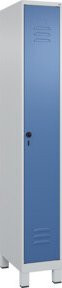 C+P Spind Classic PLUS Garderobenschrank mit 1 Abteil und Füßen, Farbe Grau/Blau, H x B x T: 195 x 30 x 50 cm - Bild 1