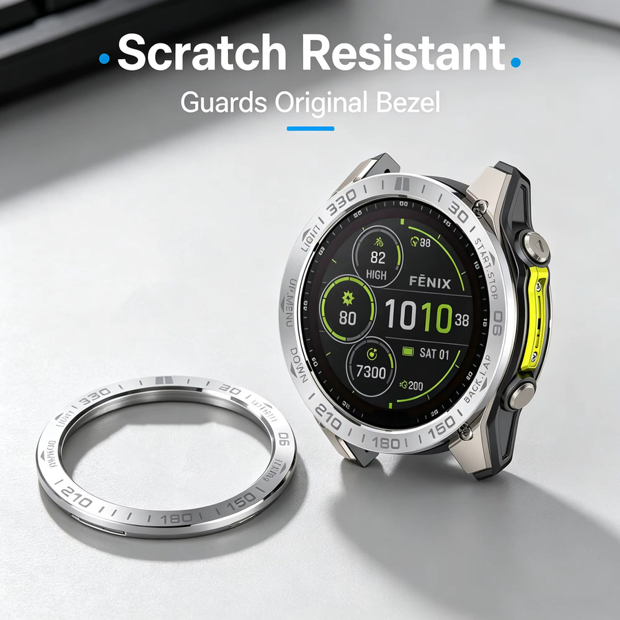 AKBNSTED Uhrenarmband Metallring-Lünette für Garmin Fenix 8, Edelstahl, Black Red, Unisex - Bild 3