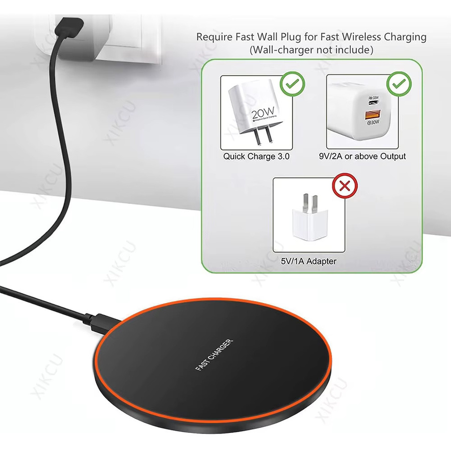 XIKCU Kabelloses LED-Ladepad mit Telefonhalterung für iPhone, Samsung und Xiaomi, Induktiver Schnellladeständer, Schwarz - Bild 5