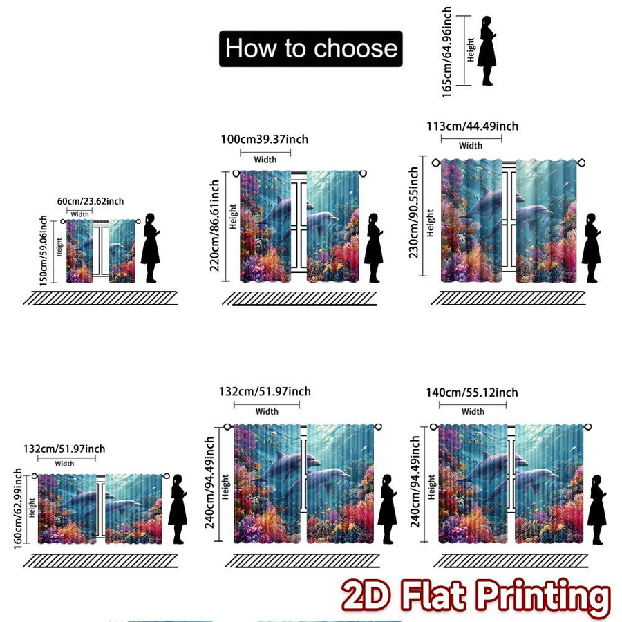 Set aus 2 dekorativen Druckvorhängen Ozean Harmonie aus Polyester, Multicolor, B: 100 cm, H: 70 cm - Bild 4