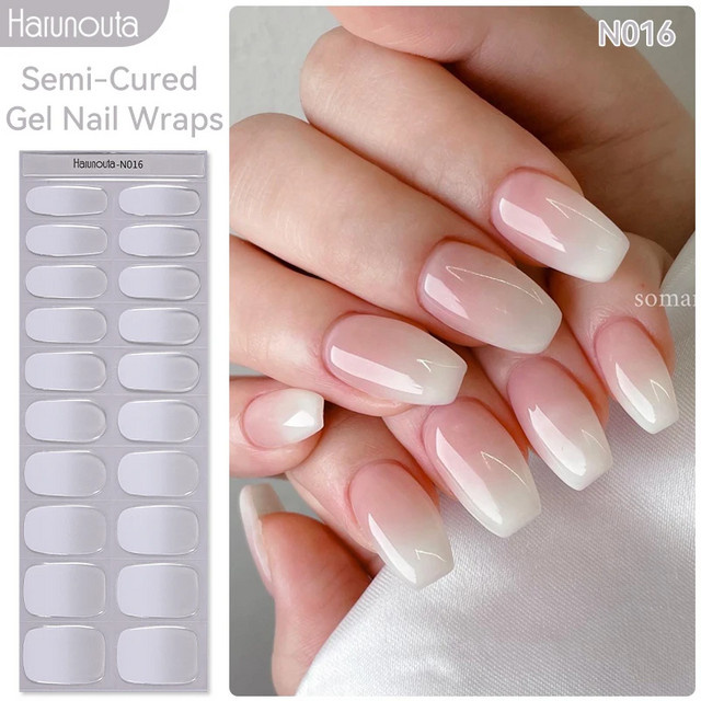Harunouta Milky Jelly White Semi-cured Gel Nail Wraps, Glänzend - Bild 1