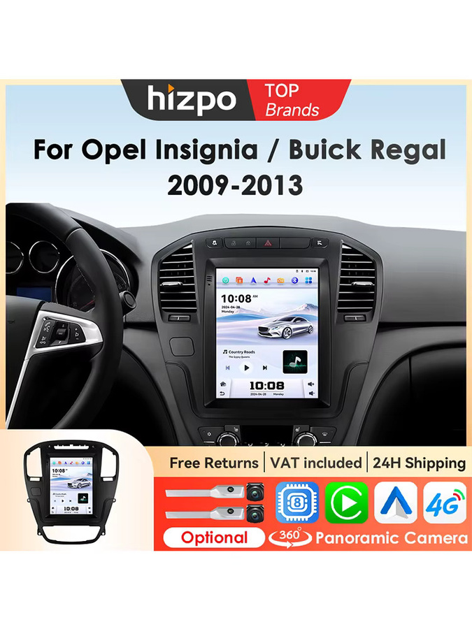 Hizpo Autoradio mit 9,7 Zoll Vertikalbildschirm für Opel Insignia und Buick Regal 2009 - 2013, Multimedia Stereo mit Carplay, GPS und WIFI in Schwarz - Bild 6