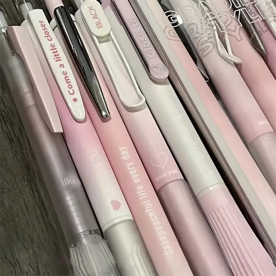 5 Stück Gelstifte in Rosa Rouge mit 0,5 mm feiner Spitze und schwarzer Tinte für Schule und Büro - Bild 2