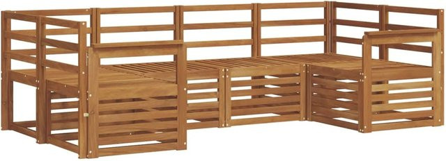vidaXL Sofagarnitur aus Massivholz Akazie in L-Form, 6-teiliges Gartenmöbel-Set in Beige und Braun für Terrasse und Garten - Bild 1