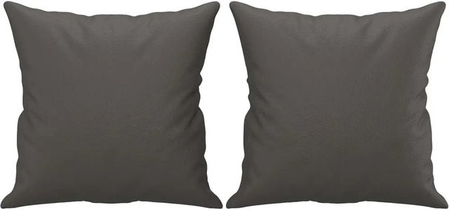 vidaXL Zierkissen Set aus 2 Stück in Grau aus Kunstleder B/B: 40 x 40 cm - Bild 1