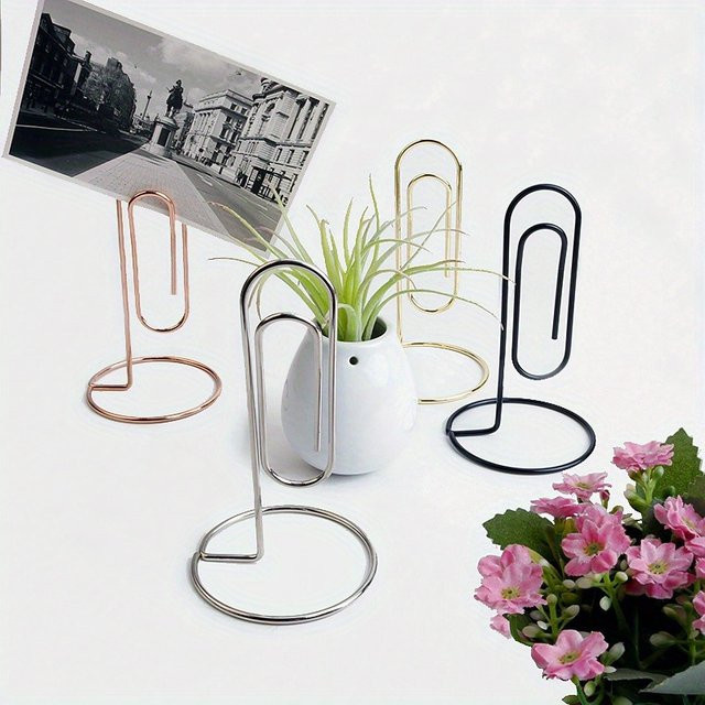 Luxuriöser Rosen-Schreibtischclip aus Metall in Gold für dein Notizmanagement und deine Bürodekoration - Bild 1