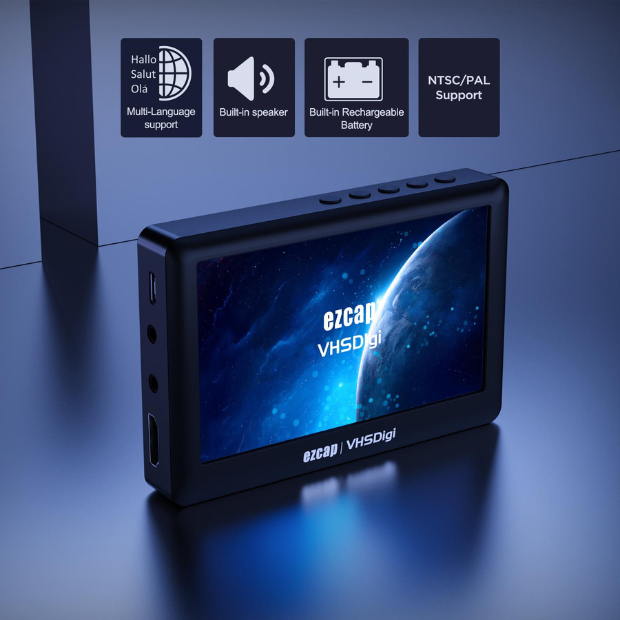 Ezcap 180 AV-Recorder Video-Audio-Capture-Box als Analog-Digital-Konverter für RCA auf USB-A, Schwarz - Bild 4