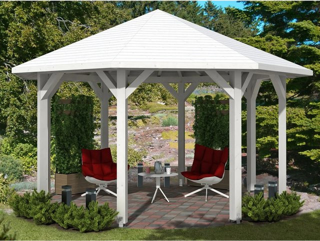 SKANHOLZ Pavillon Nice 2 aus Leimholz Fichte in Weiß B/T/H: 484 x 484 x 330 cm - Bild 3