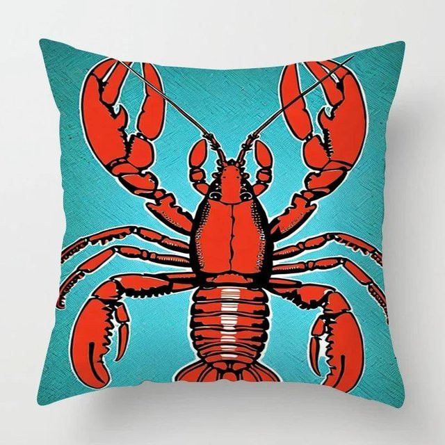 JMG Clothing Kissenbezug mit buntem Hummer-Muster in Türkis, B/H: 40 x 40 cm - Bild 1