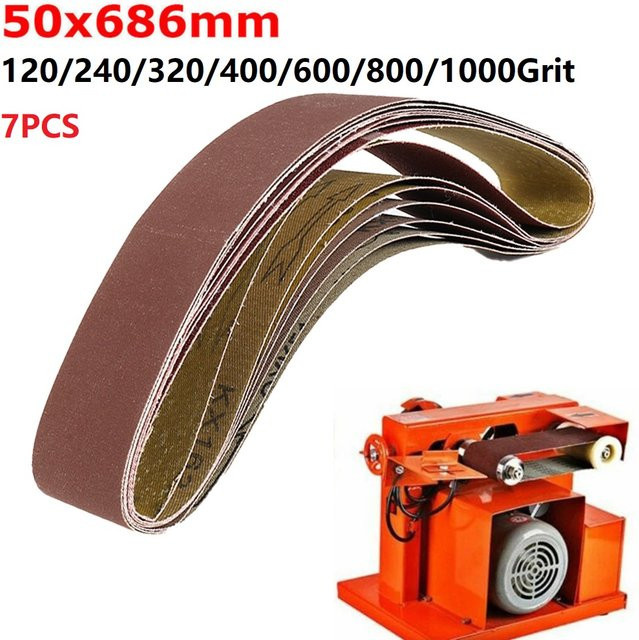 Vibratite Schleifband-Set aus Aluminiumoxid für Metall, Holz und Kunststoff, 7 Stück, Körnung 120 bis 1000, Braun/Mehrfarbig - Bild 1