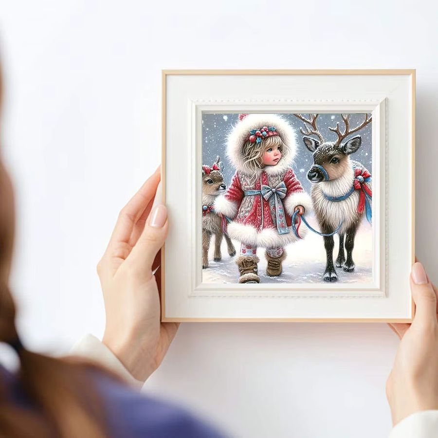 HUACAN Diamant-Malerei Winter Wunderland Rentier Schnee Szene 5D DIY Diamant Stickerei Kit mit Full Round Steinen - Bild 3