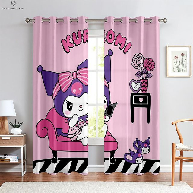 Yiran Furniture Vorhänge mit Cartoon-Muster für Kinderzimmer in Rosa und Blau, 2er-Set, Breite: 50 cm, Höhe: 130 cm - Bild 1