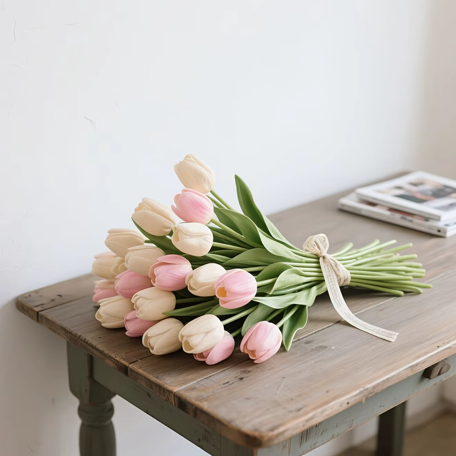 DUTRIEUX Künstliche Tulpen in Pink, Lichtbeständige Seidenblumen im Nordischen Stil für Tischdekoration, Jubiläum und Party - Bild 2