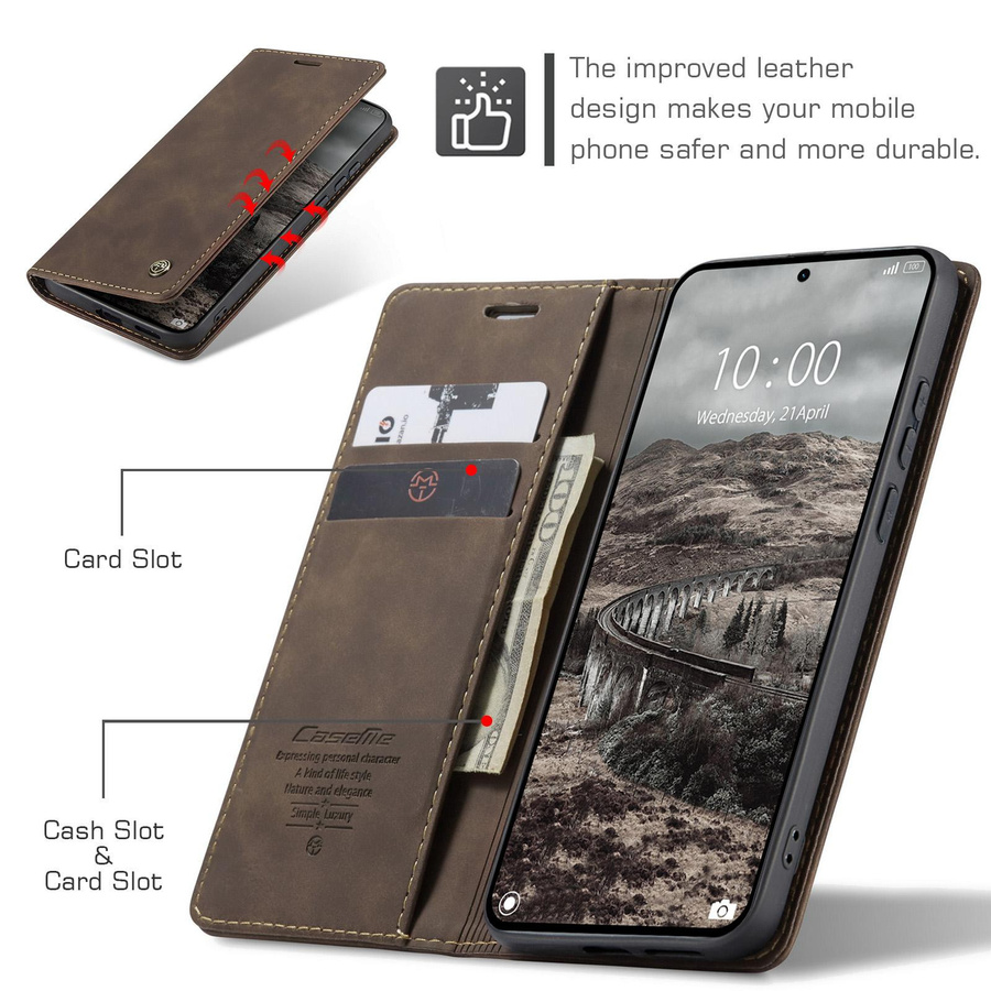 CaseMe Luxus Retro Magnetische Flip Handyhülle aus PU Leder für Xiaomi 17 und Xiaomi 17 Ultra in Schwarz - Bild 5
