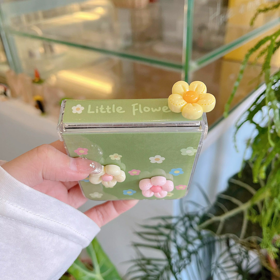 Grüne 3D-Blumen-Handyhülle mit Perlenband für Samsung Galaxy Z Flip 7 6 5 4 3 - Bild 3