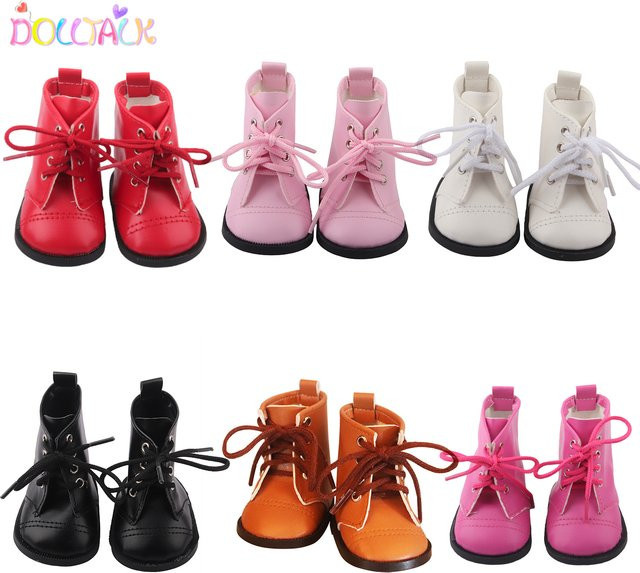 MISU Puppenschuhe Brown Lace High-top Leather Boots für 18-inch American Doll - Bild 1