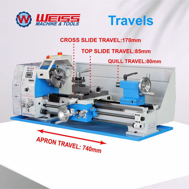 WEISS WBL290F Metalldrehmaschine Tischdrehmaschine mit 1,5 kW bürstenlosem Gleichstrommotor, D1-4-Spindel mit 38 mm Spindelbohrung und 160 mm 3-Backenfutter, Weiss - Bild 3