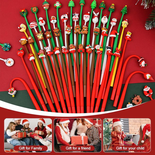 Weihnachtlicher Kugelschreiber mit weichem Silikon-Rentier-Design in Mehrfarbig für Kinder - Bild 1